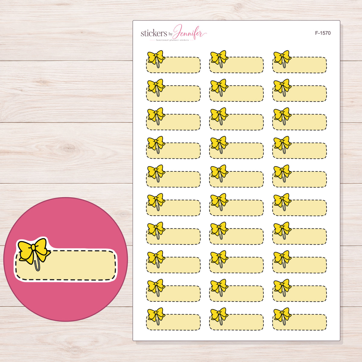 F-1570 planner sticker sheet with enlarged sticker detail