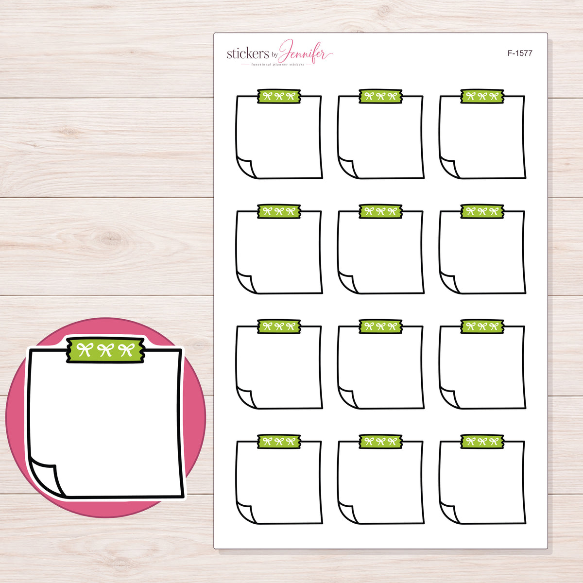 F-1577 planner sticker sheet with enlarged sticker detail