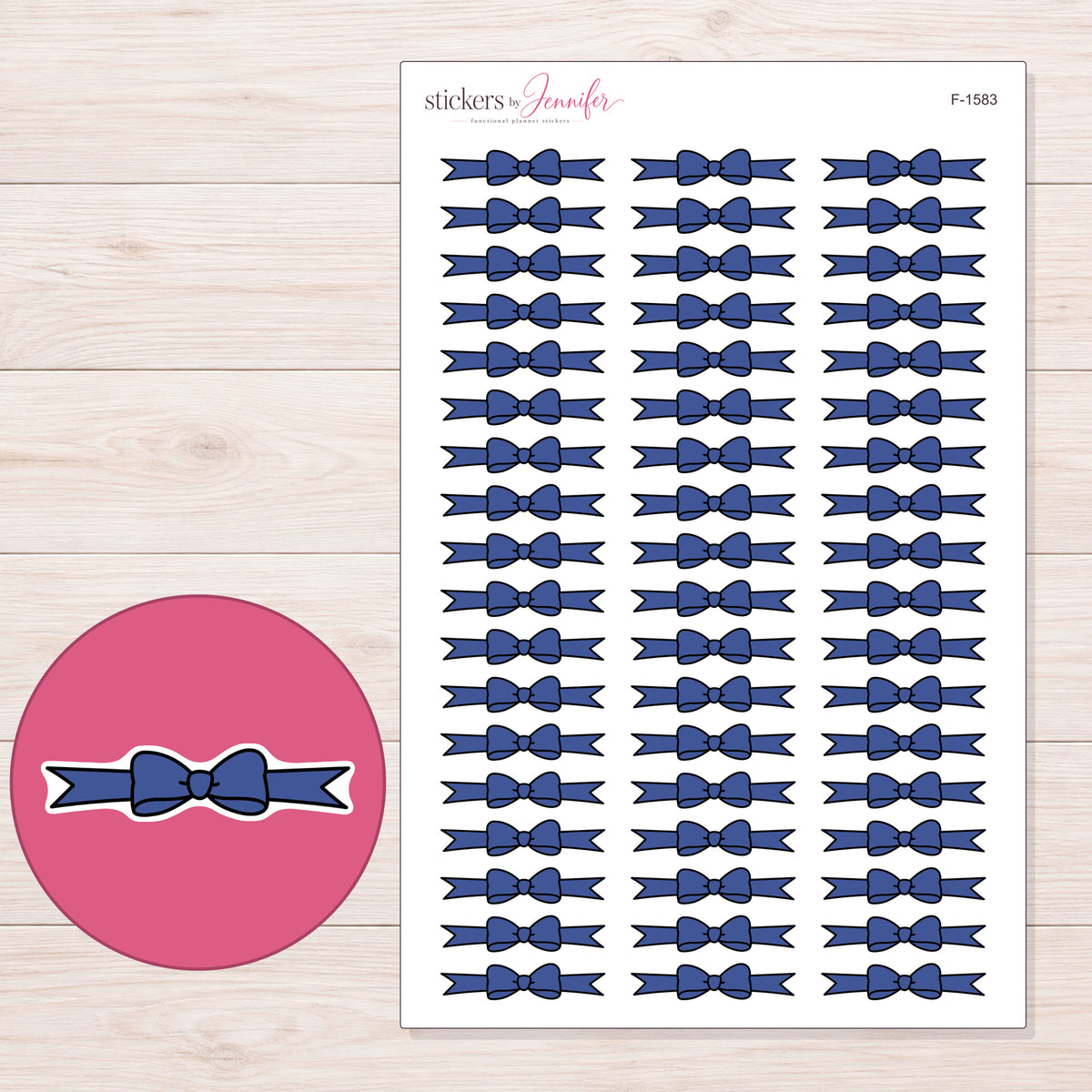 F-1583 planner sticker sheet with enlarged sticker detail