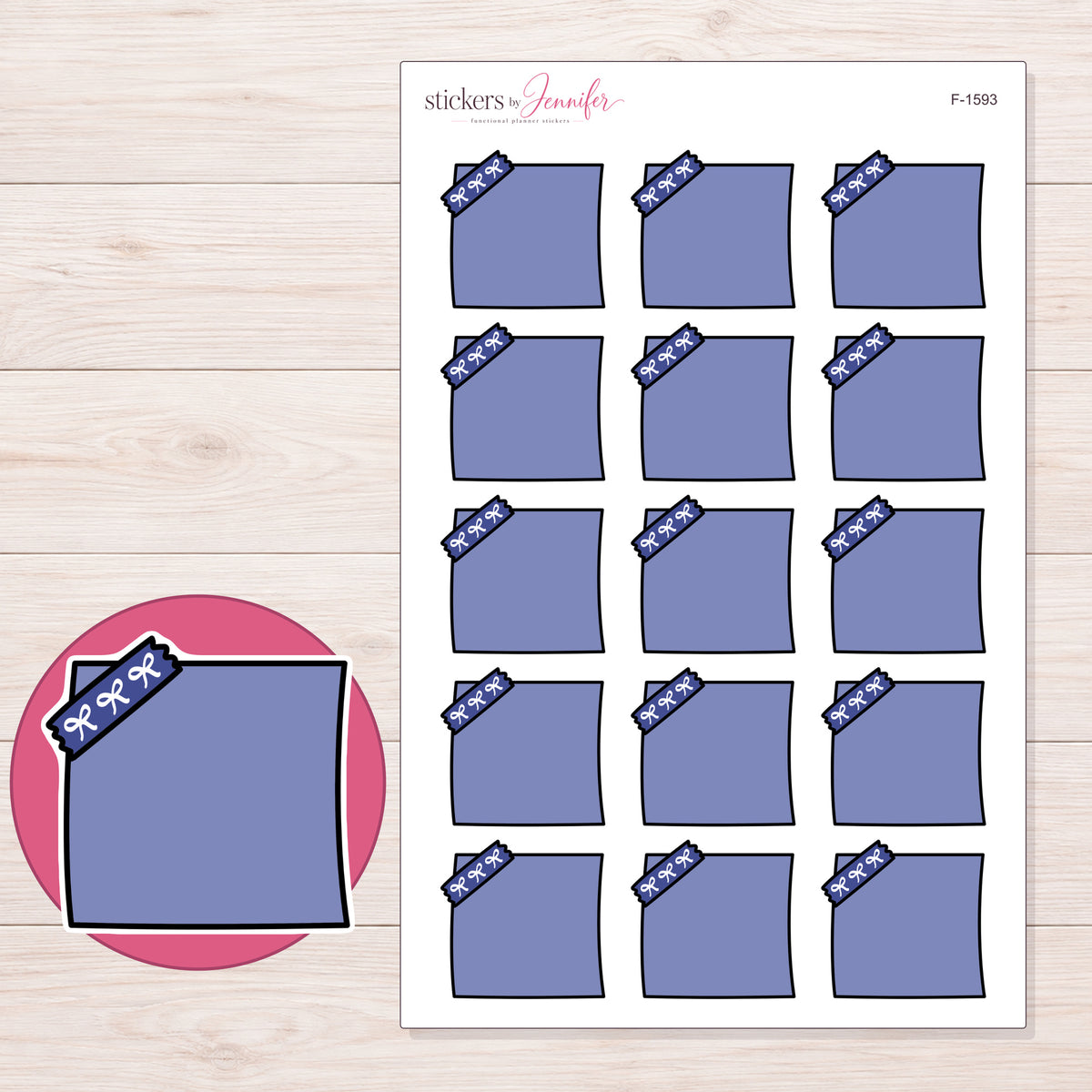 F-1593 planner sticker sheet with enlarged sticker detail