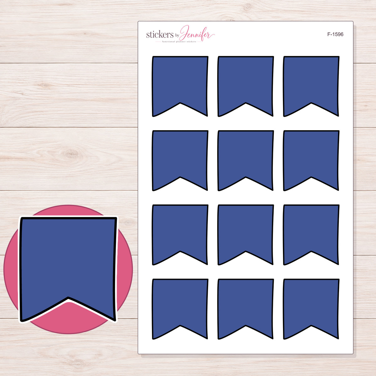 F-1596 planner sticker sheet with enlarged sticker detail