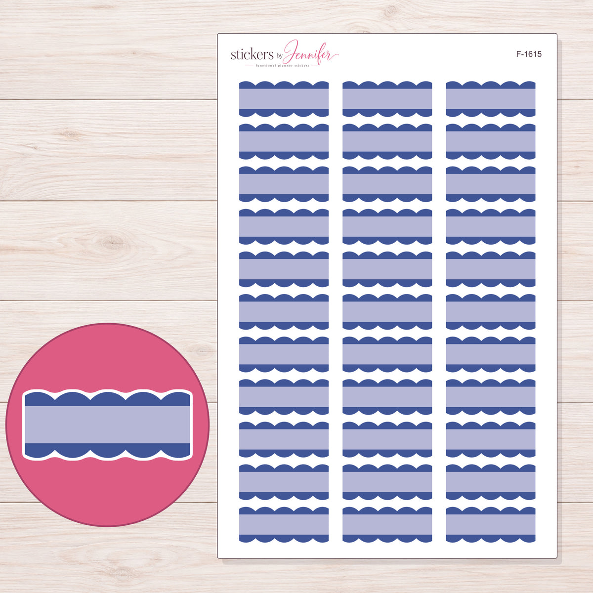F-1615 planner sticker sheet with enlarged sticker detail
