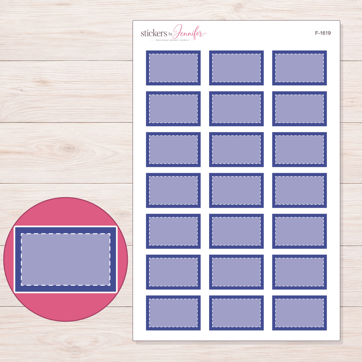 F-1619 planner sticker sheet with enlarged sticker detail