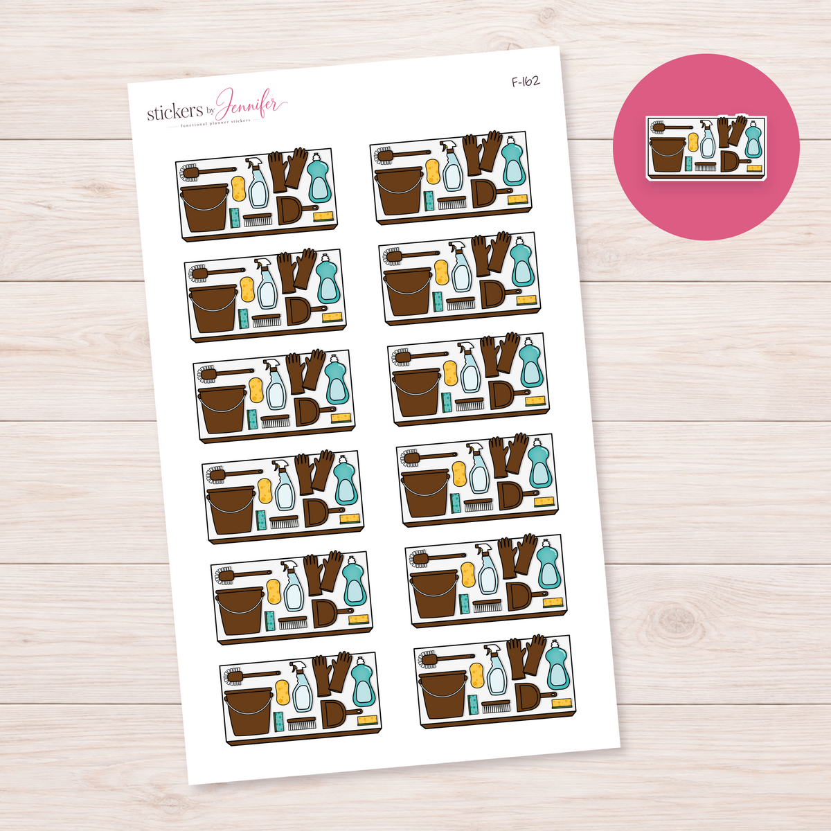 Brown Cleaning Supplies Planner Stickers | F-162