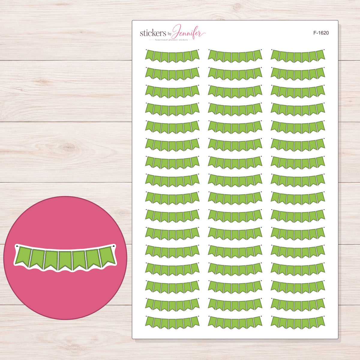 F-1620 planner sticker sheet with enlarged sticker detail