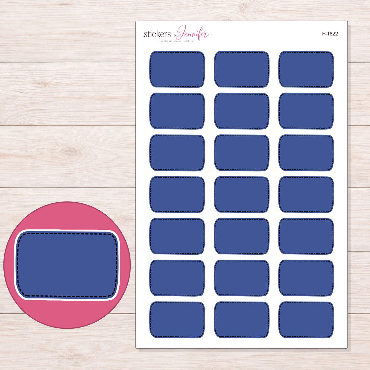 F-1622 planner sticker sheet with enlarged sticker detail