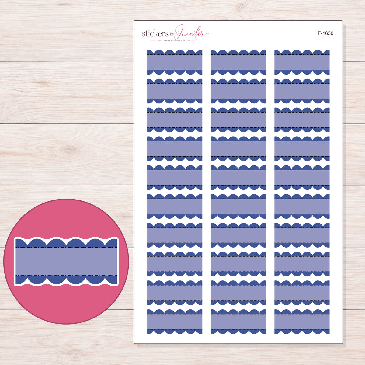F-1630 planner sticker sheet with enlarged sticker detail