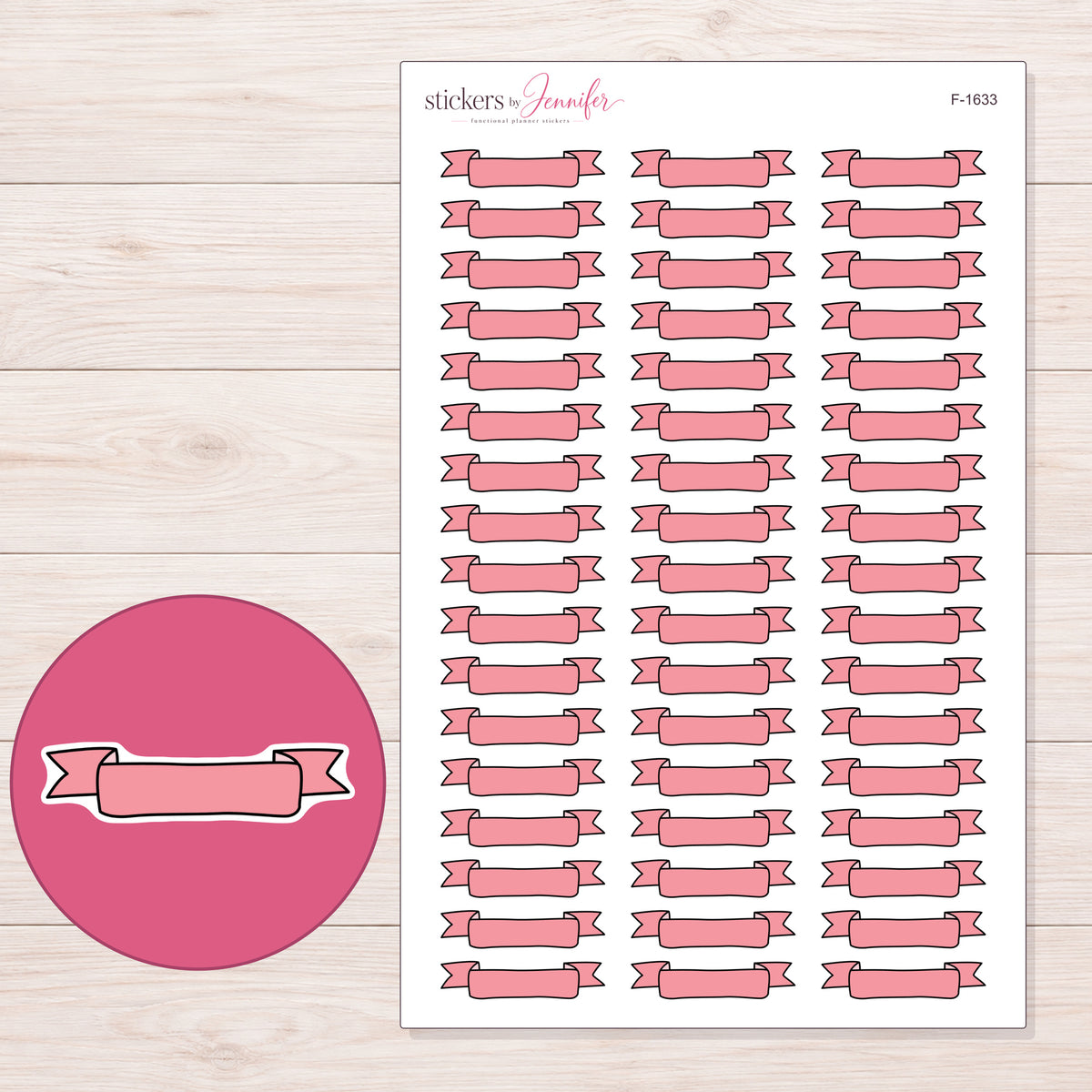 F-1633 planner sticker sheet with enlarged sticker detail