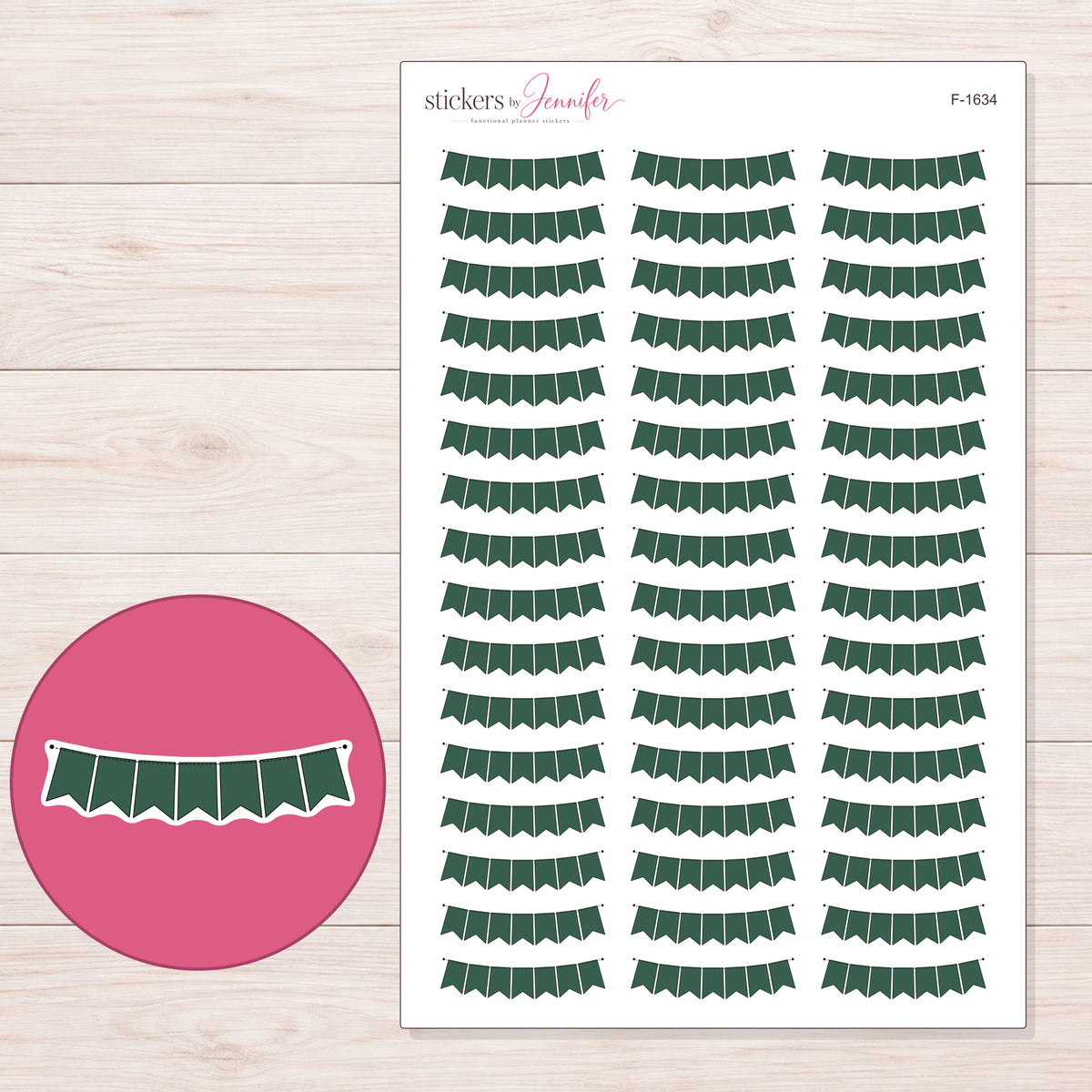 F-1634 planner sticker sheet with enlarged sticker detail