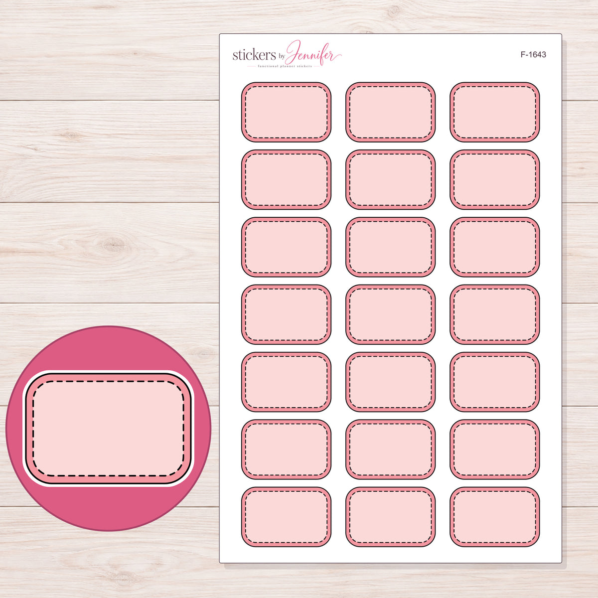 F-1643 planner sticker sheet with enlarged sticker detail