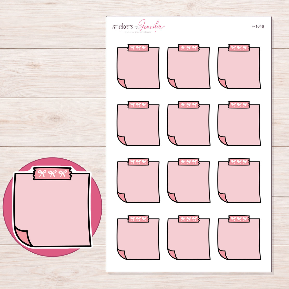 F-1646 planner sticker sheet with enlarged sticker detail