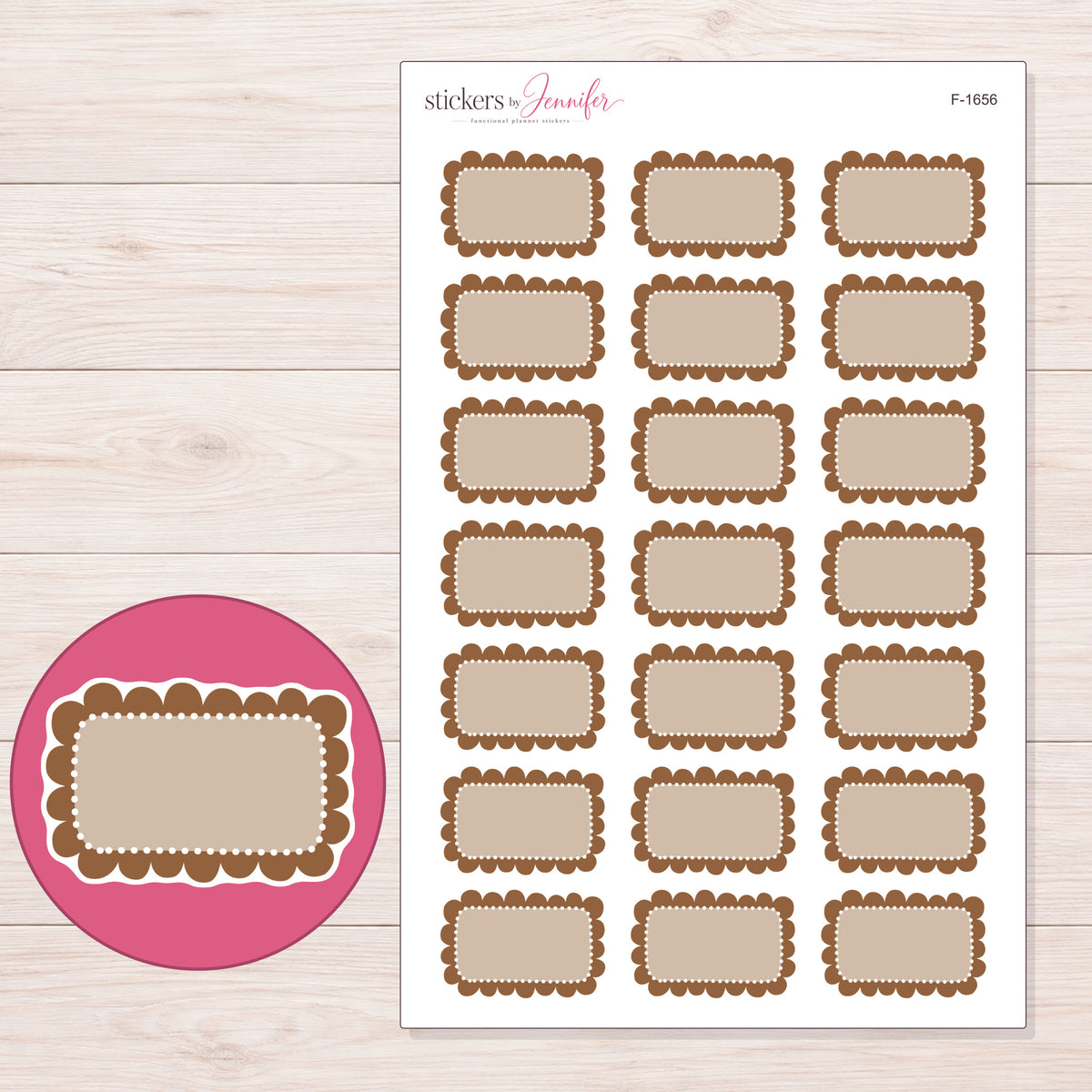 F-1656 planner sticker sheet with enlarged sticker detail
