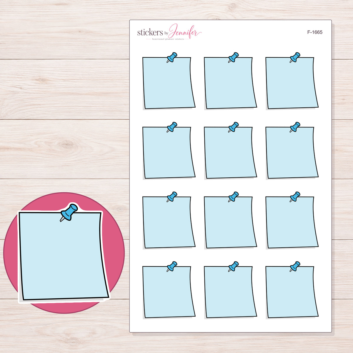 F-1665 planner sticker sheet with enlarged sticker detail