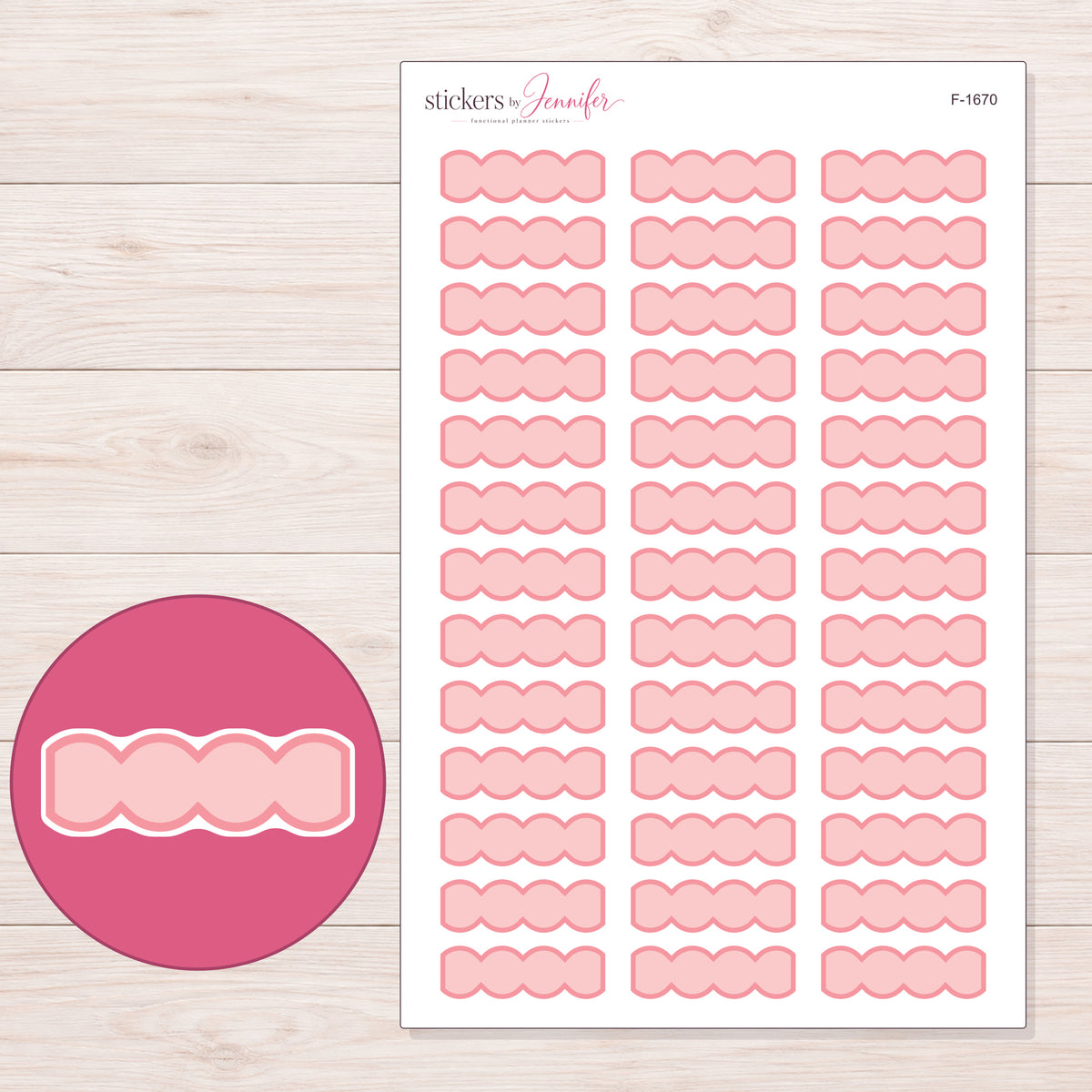 F-1670 planner sticker sheet with enlarged sticker detail