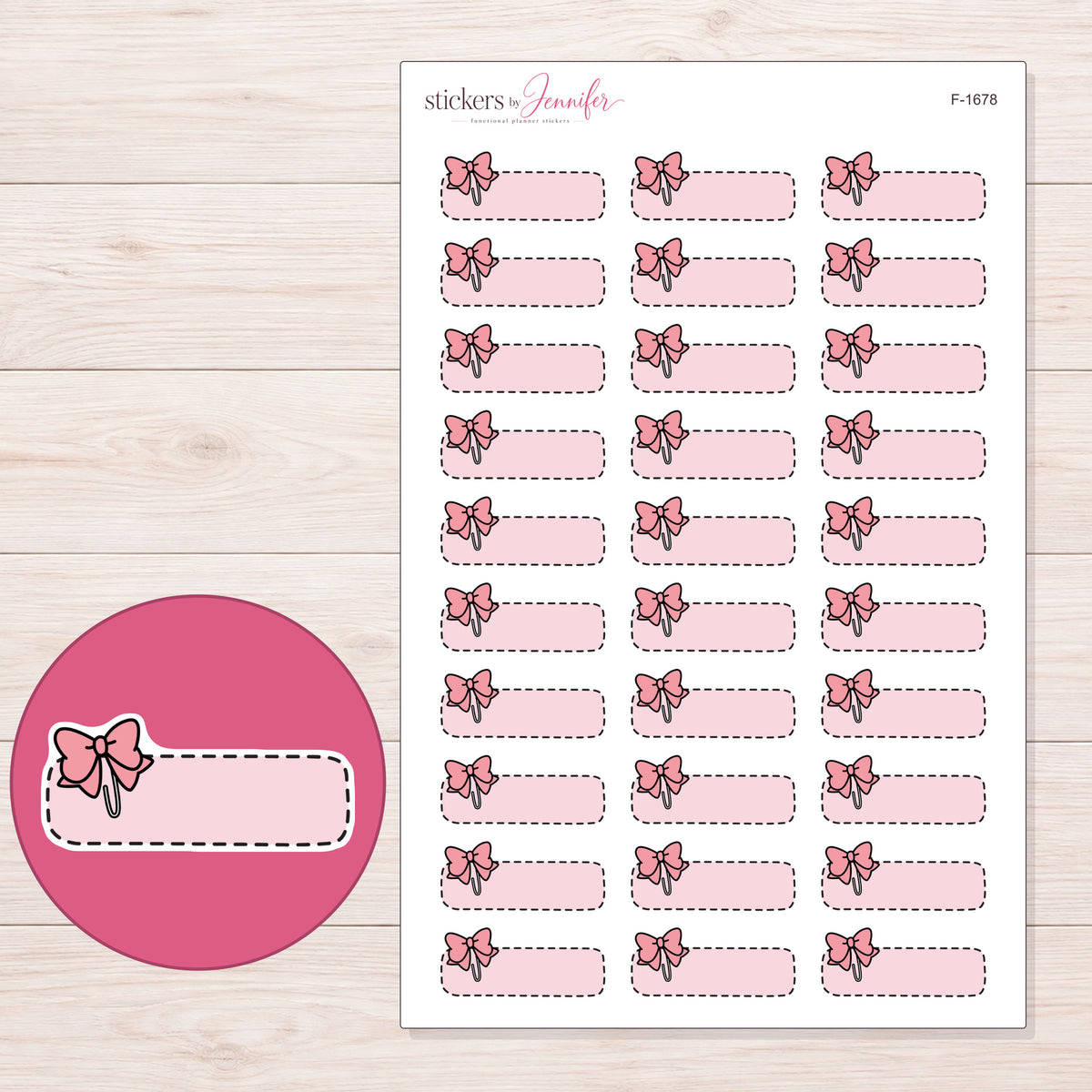 F-1678 planner sticker sheet with enlarged sticker detail