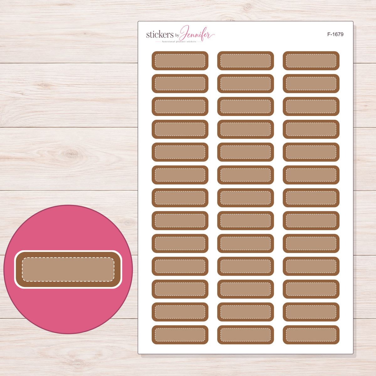 F-1679 planner sticker sheet with enlarged sticker detail