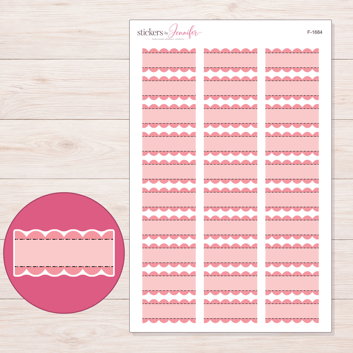 F-1684 planner sticker sheet with enlarged sticker detail