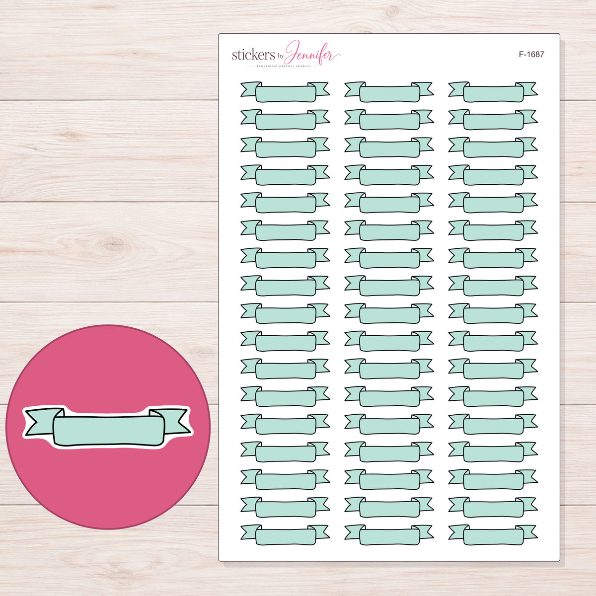 F-1687 planner sticker sheet with enlarged sticker detail