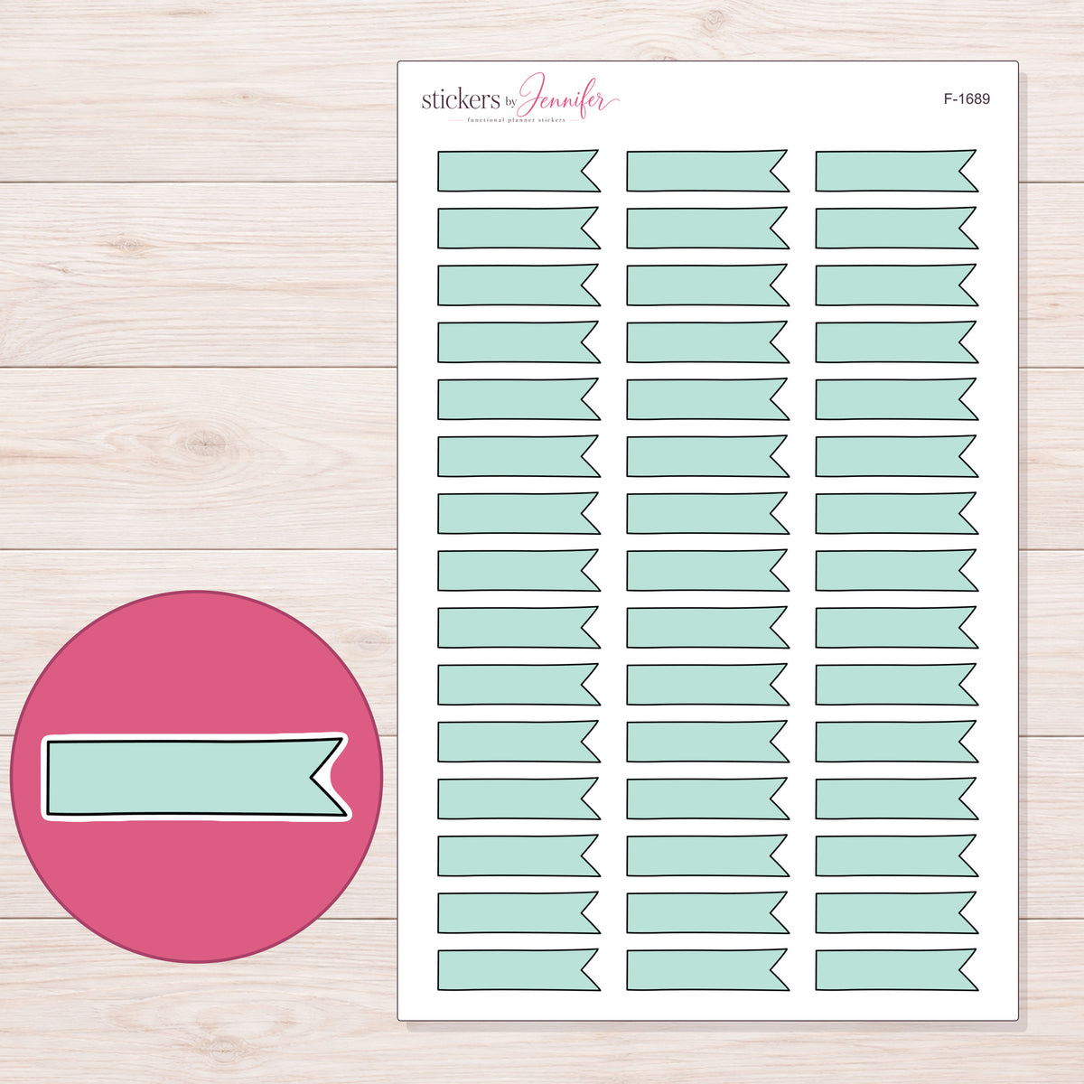 F-1689 planner sticker sheet with enlarged sticker detail