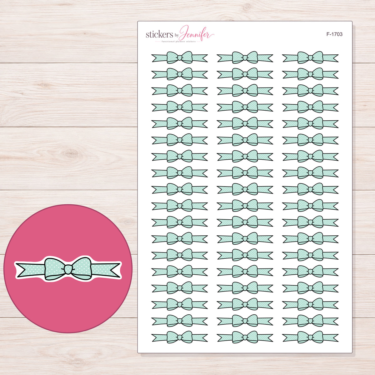 F-1703 planner sticker sheet with enlarged sticker detail