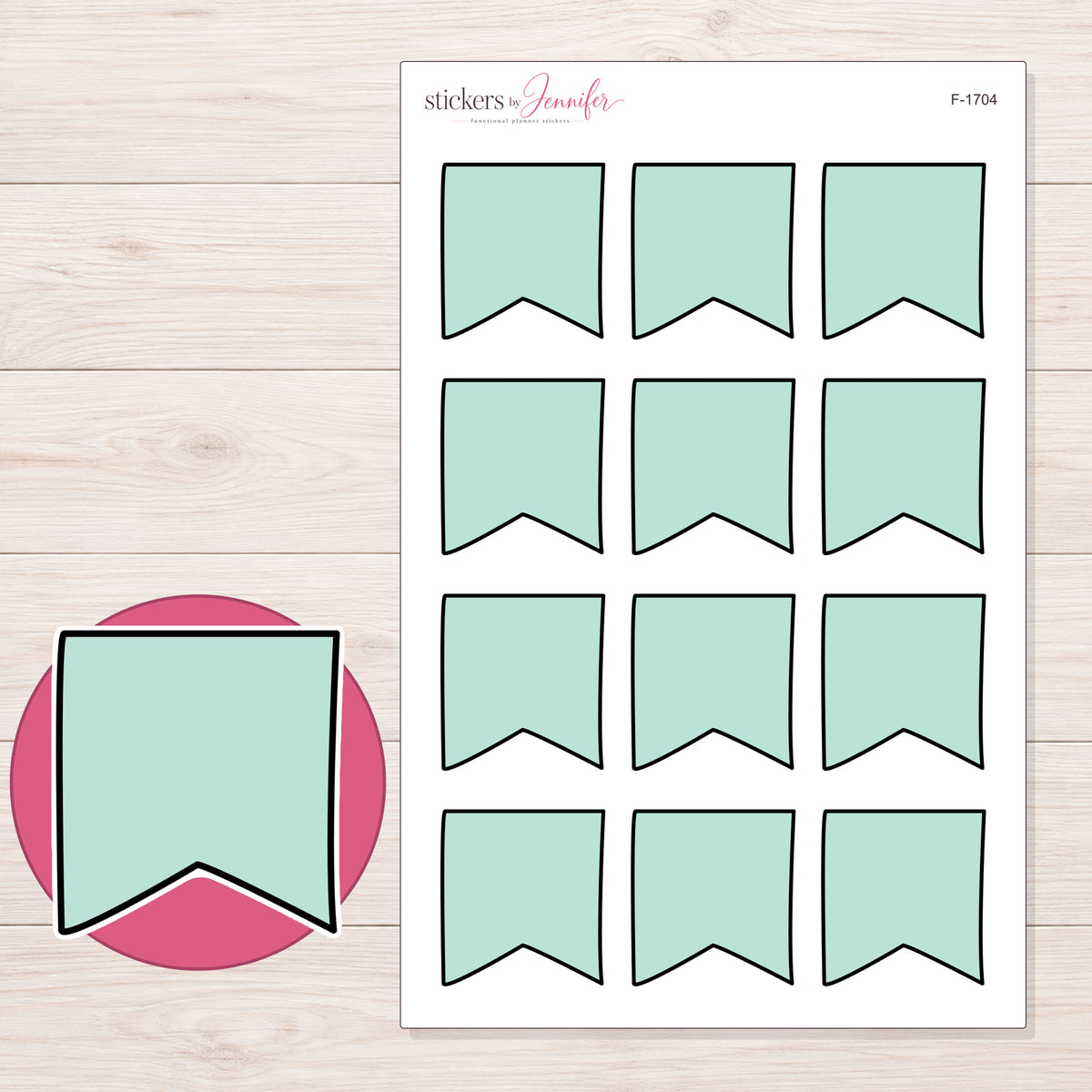 F-1704 planner sticker sheet with enlarged sticker detail
