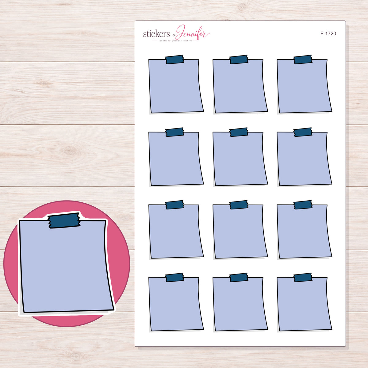 F-1720 planner sticker sheet with enlarged sticker detail
