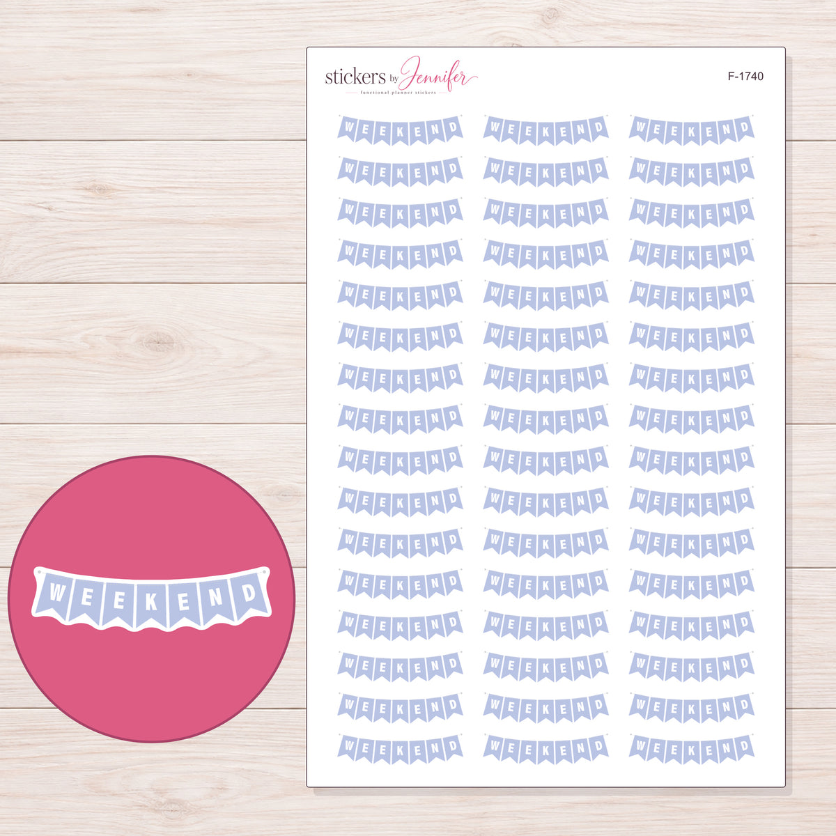 F-1740 planner sticker sheet with enlarged sticker detail