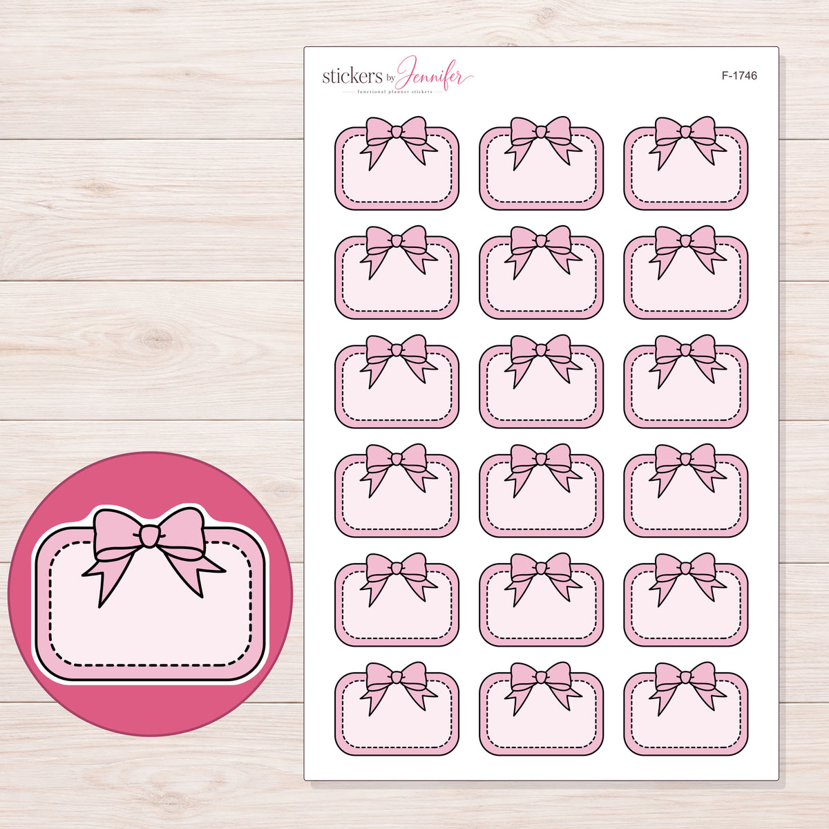 F-1746 planner sticker sheet with enlarged sticker detail