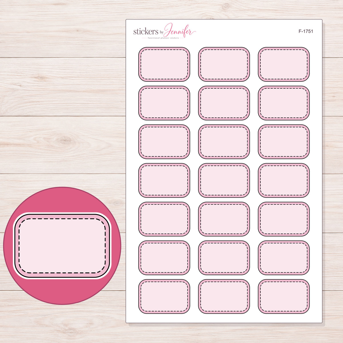 F-1751 planner sticker sheet with enlarged sticker detail