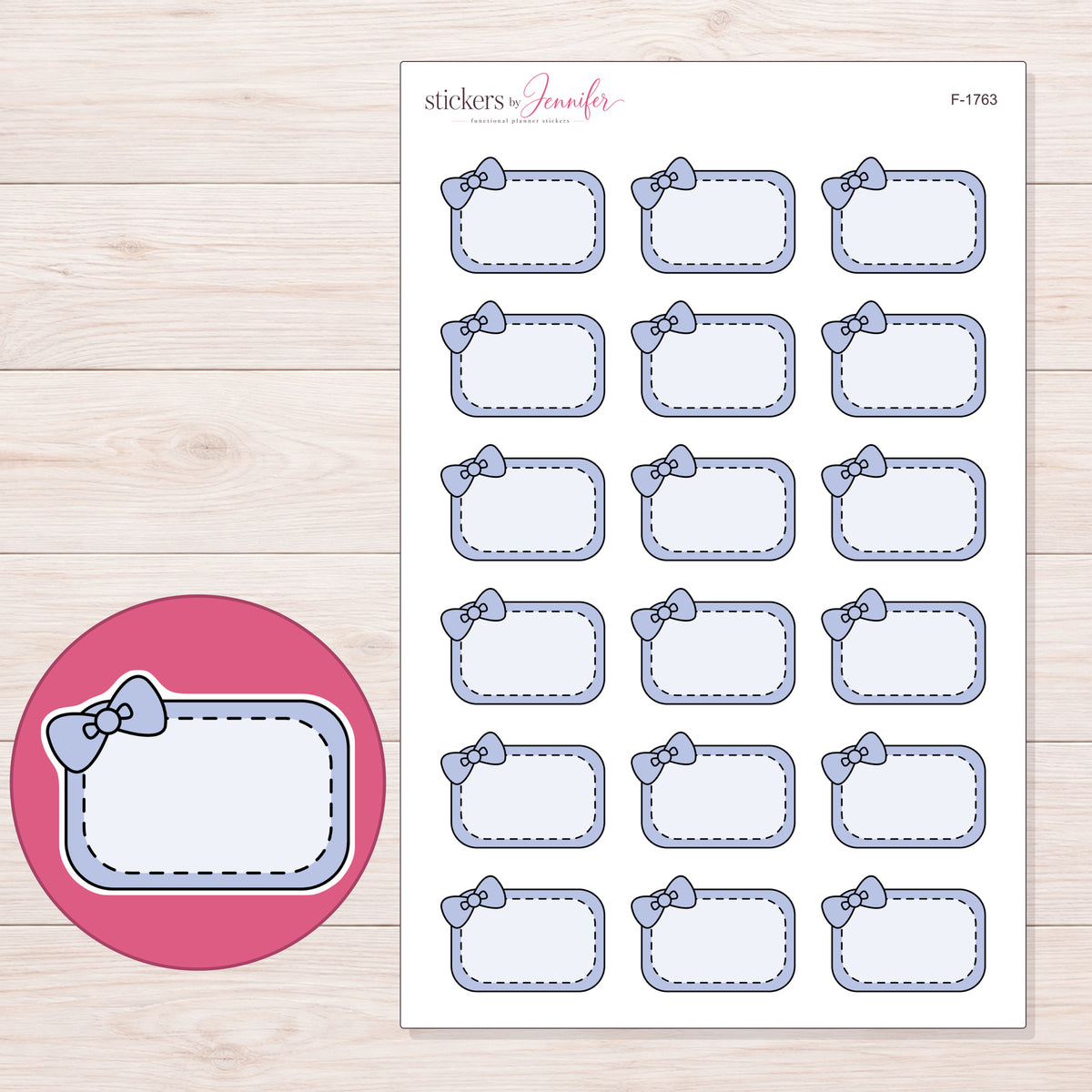 F-1763 planner sticker sheet with enlarged sticker detail