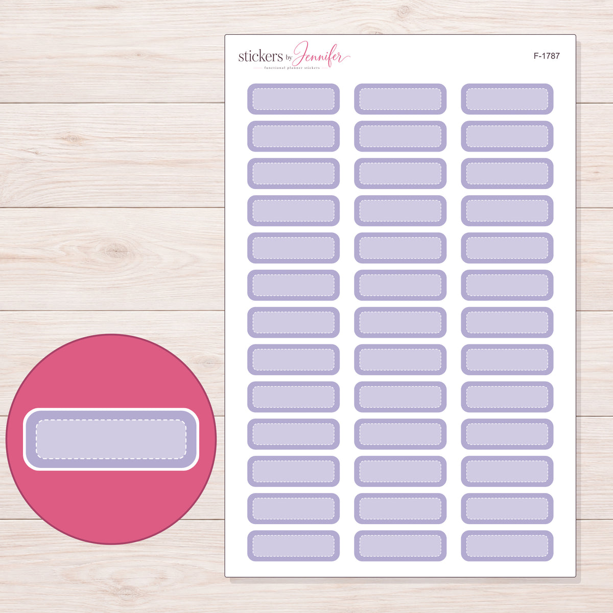 F-1787 planner sticker sheet with enlarged sticker detail