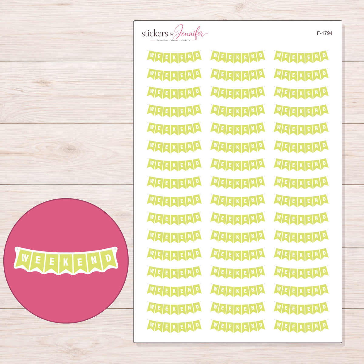 F-1794 planner sticker sheet with enlarged sticker detail