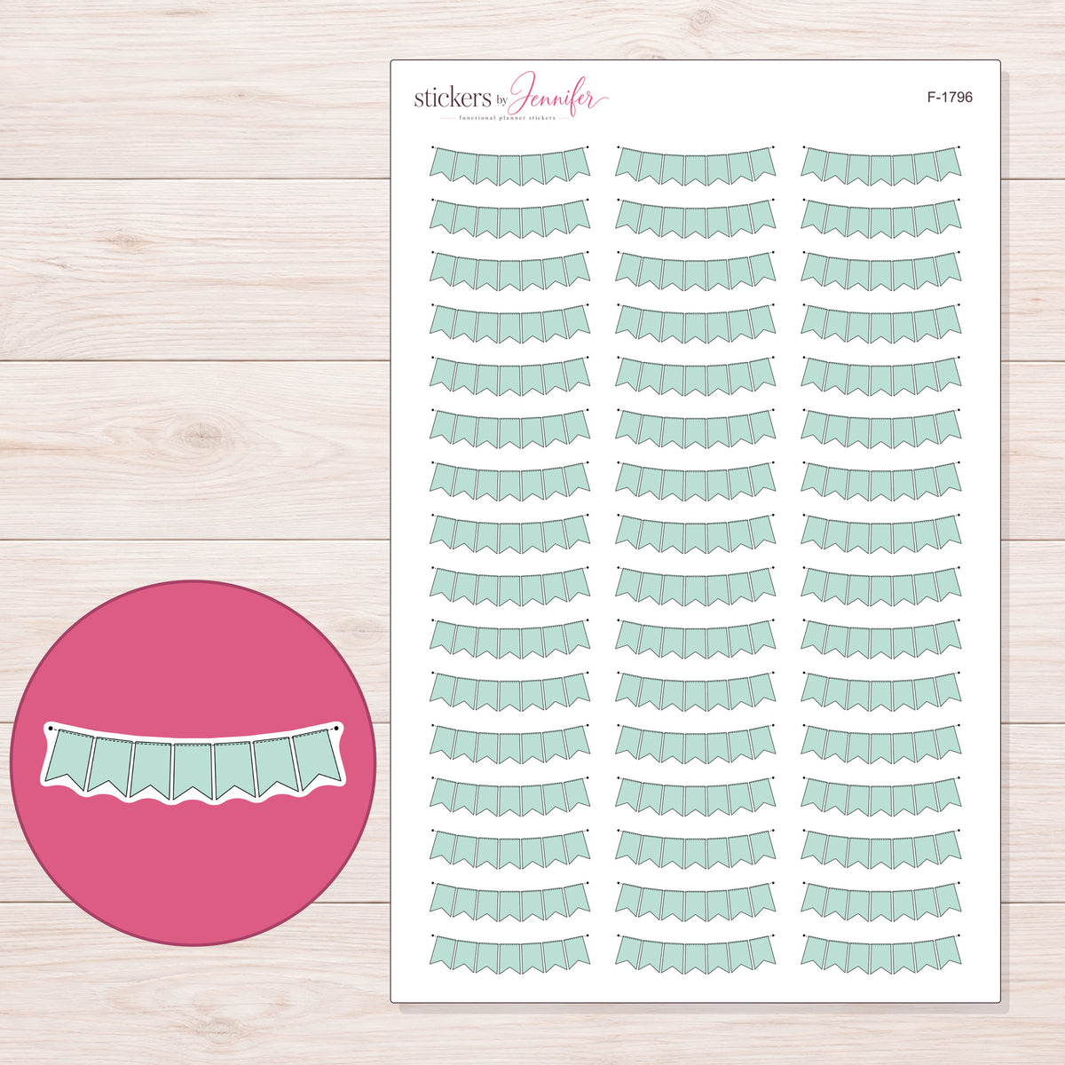 F-1796 planner sticker sheet with enlarged sticker detail
