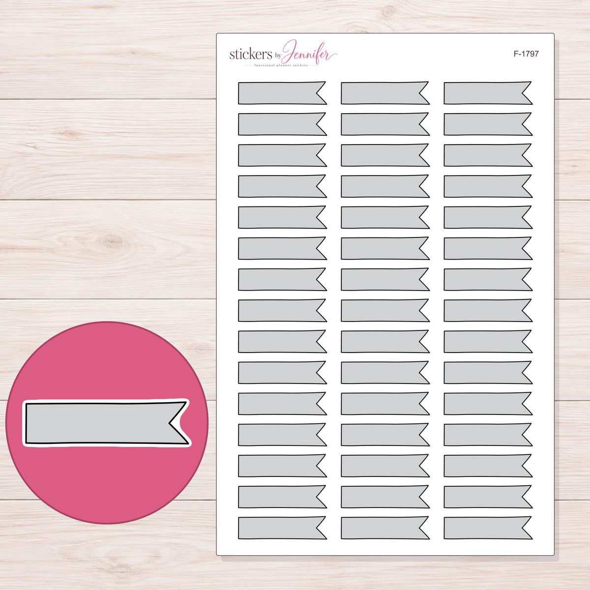 F-1797 planner sticker sheet with enlarged sticker detail