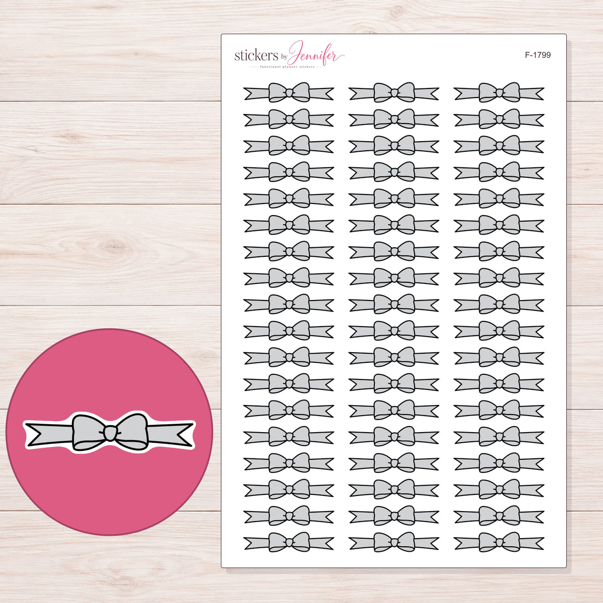 F-1799 planner sticker sheet with enlarged sticker detail