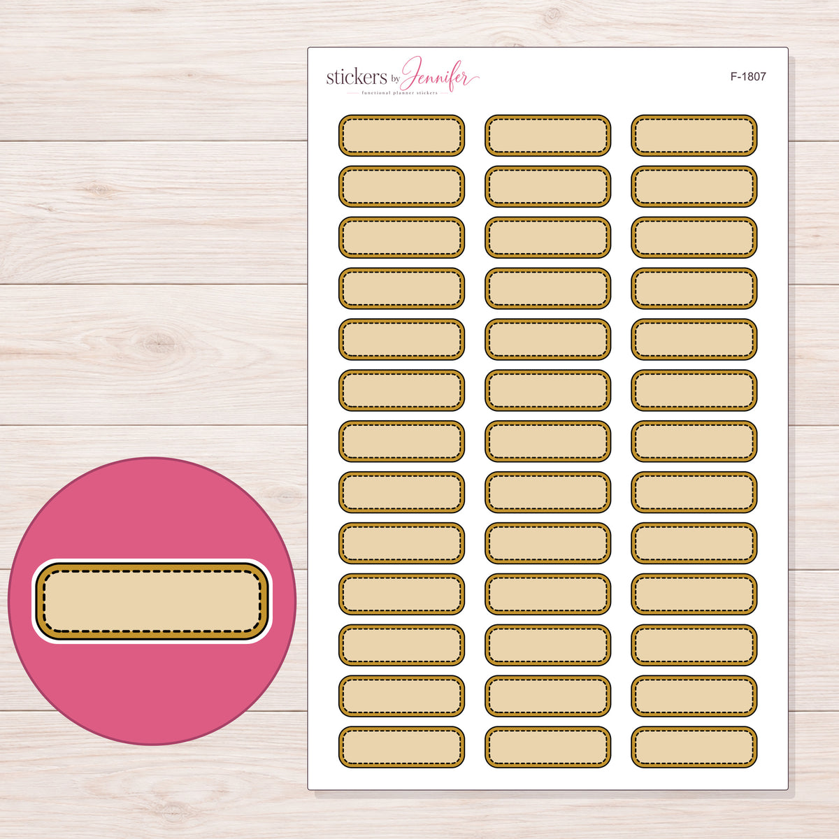 F-1807 planner sticker sheet with enlarged sticker detail