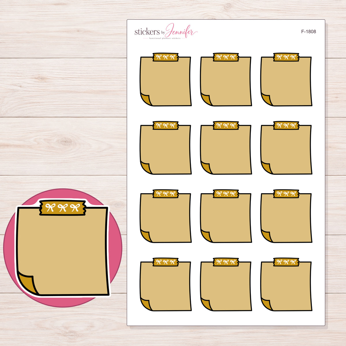 F-1808 planner sticker sheet with enlarged sticker detail