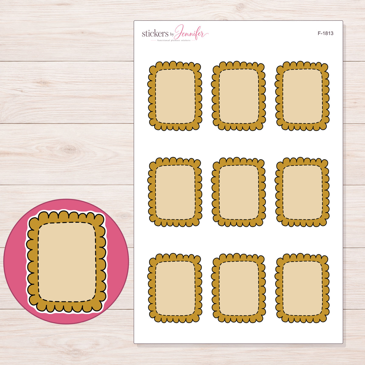 F-1813 planner sticker sheet with enlarged sticker detail