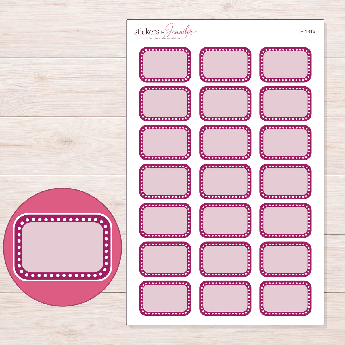 F-1815 planner sticker sheet with enlarged sticker detail