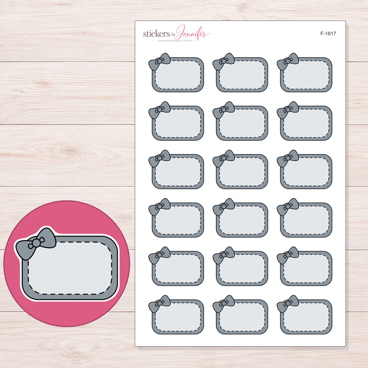 F-1817 planner sticker sheet with enlarged sticker detail