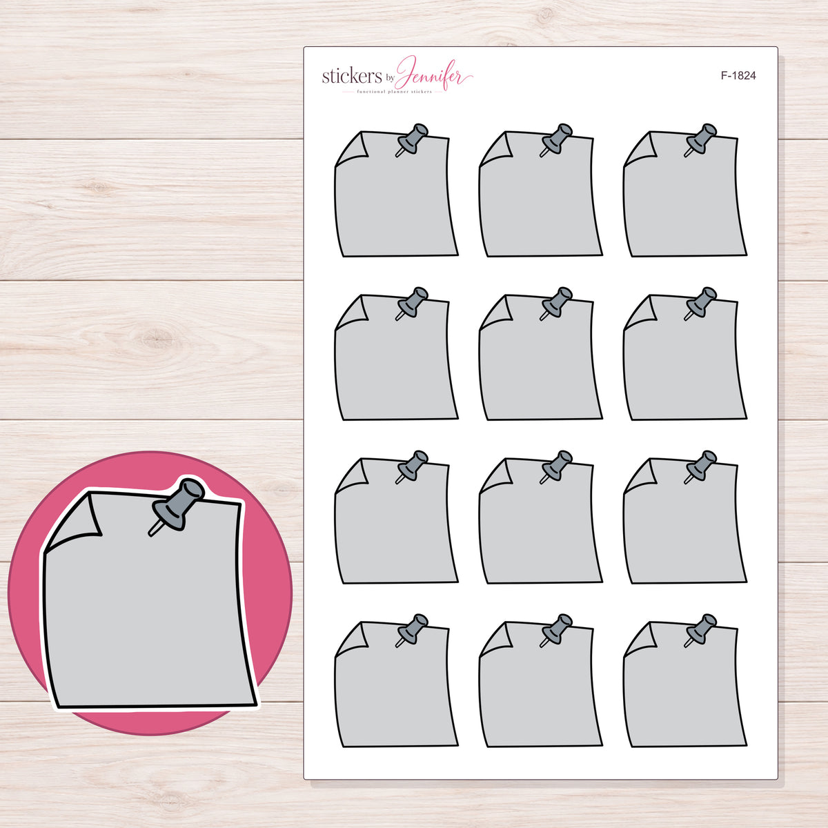 F-1824 planner sticker sheet with enlarged sticker detail