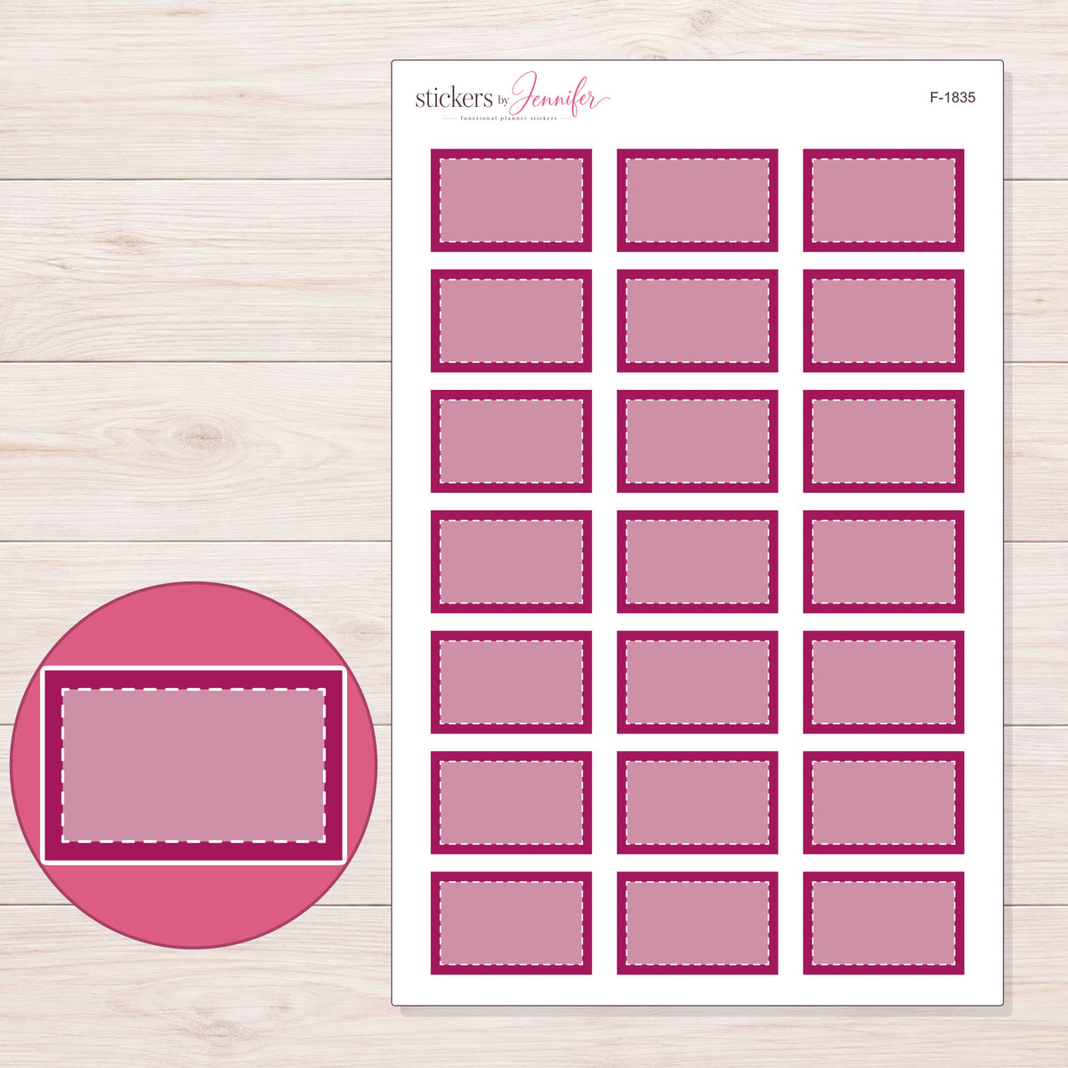 F-1835 planner sticker sheet with enlarged sticker detail