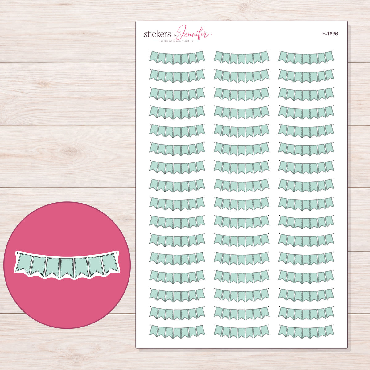 F-1836 planner sticker sheet with enlarged sticker detail