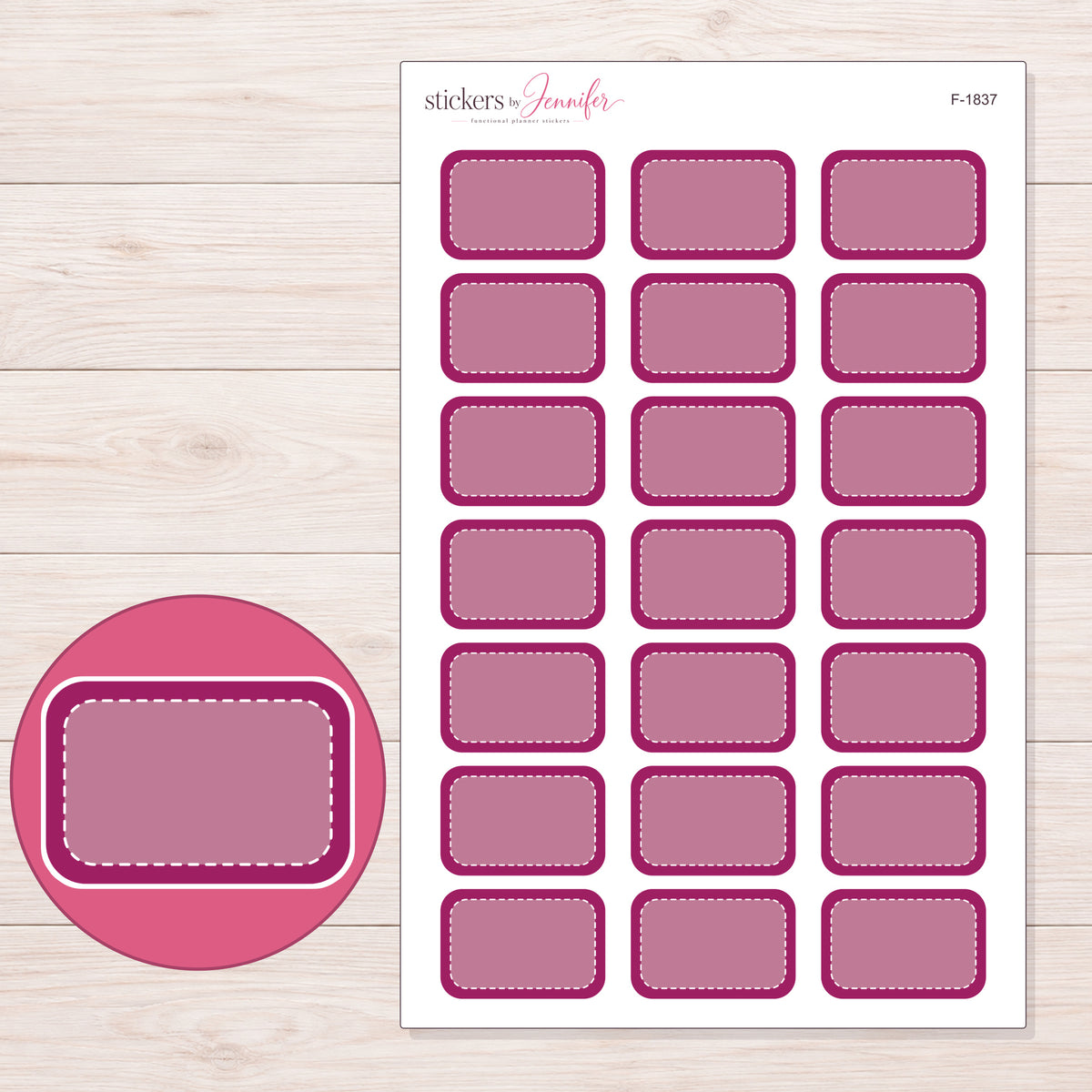 F-1837 planner sticker sheet with enlarged sticker detail