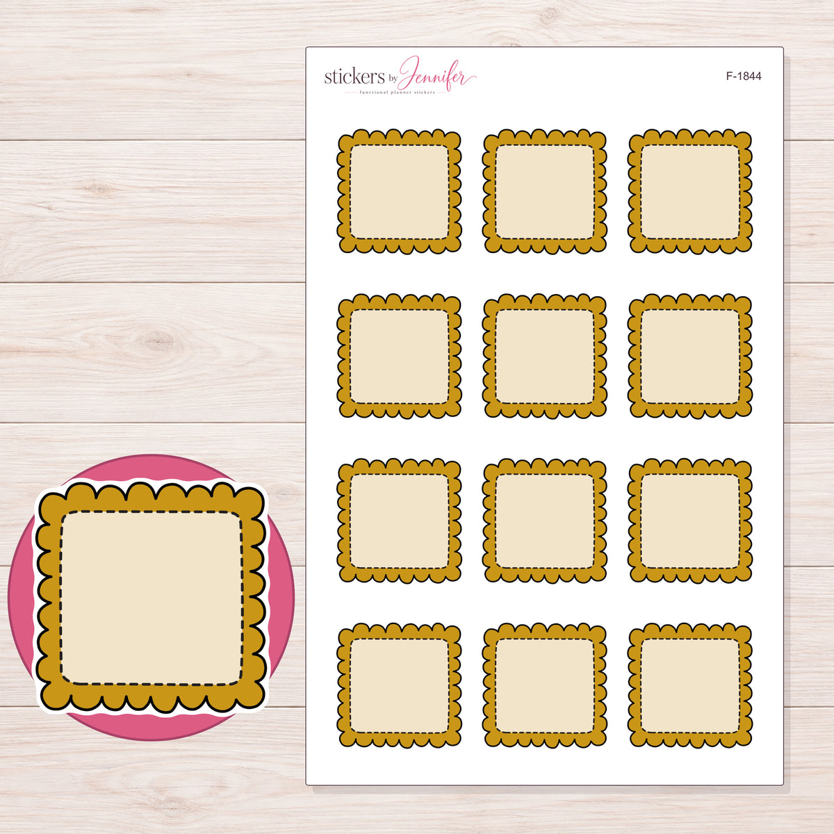 F-1844 planner sticker sheet with enlarged sticker detail