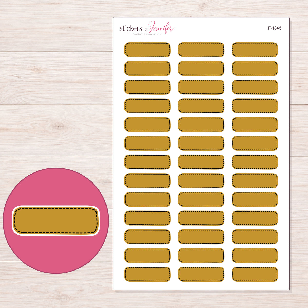 F-1845 planner sticker sheet with enlarged sticker detail