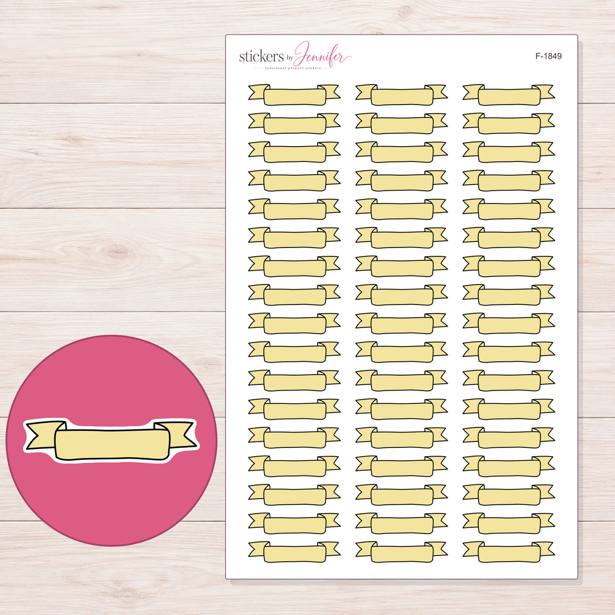 F-1849 planner sticker sheet with enlarged sticker detail