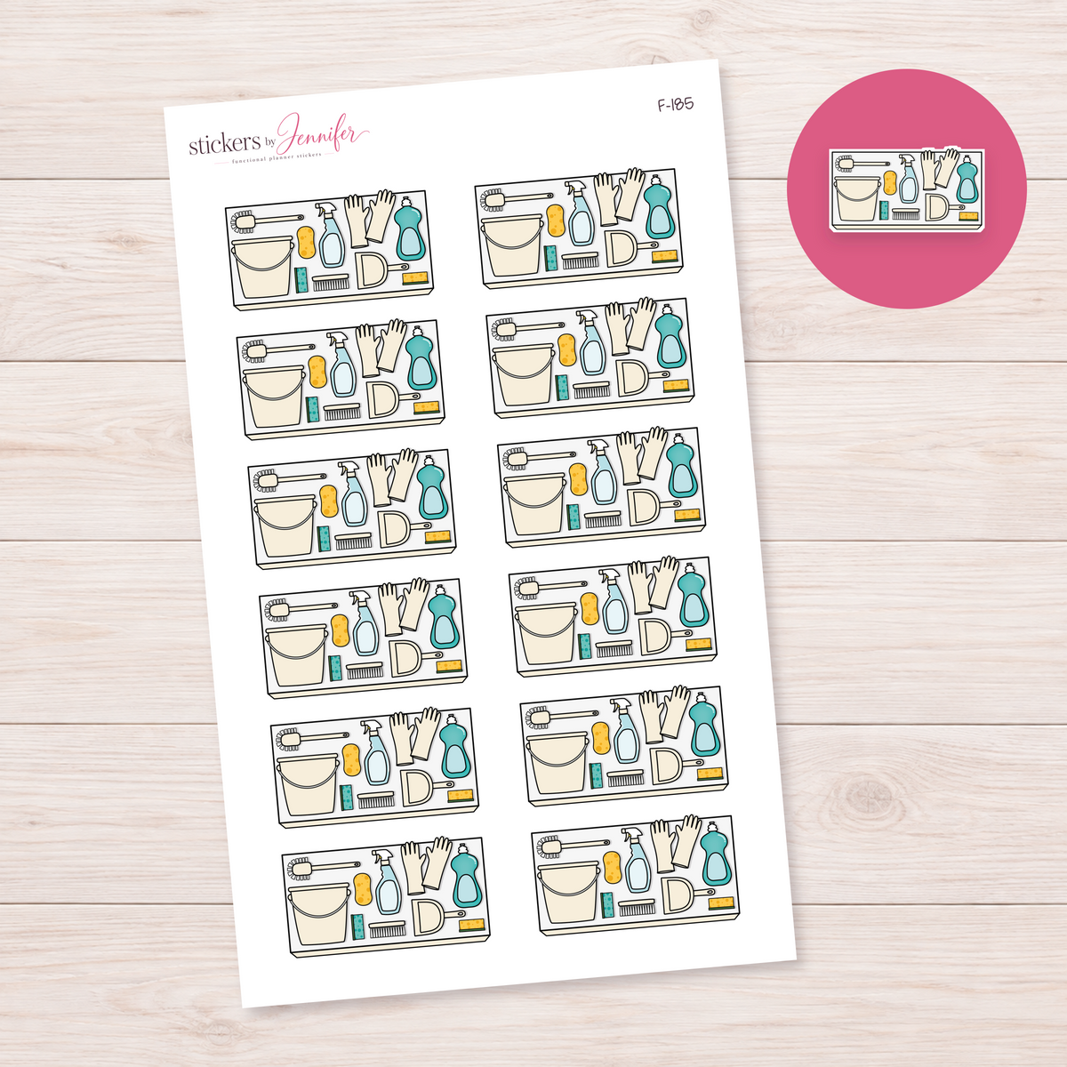 Cream Cleaning Supplies Planner Stickers | F-185
