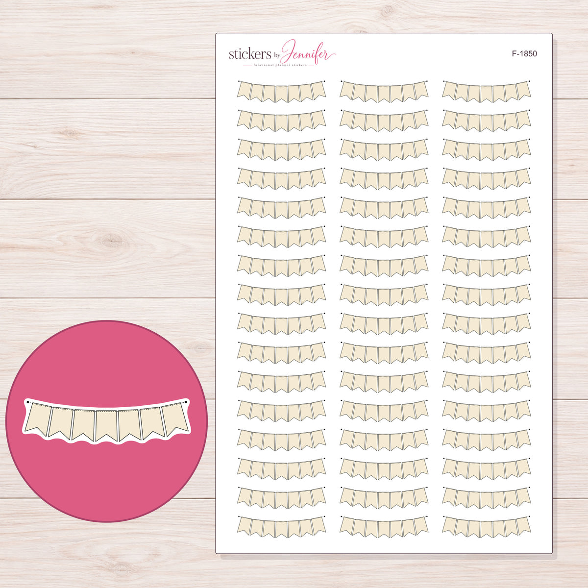 F-1850 planner sticker sheet with enlarged sticker detail