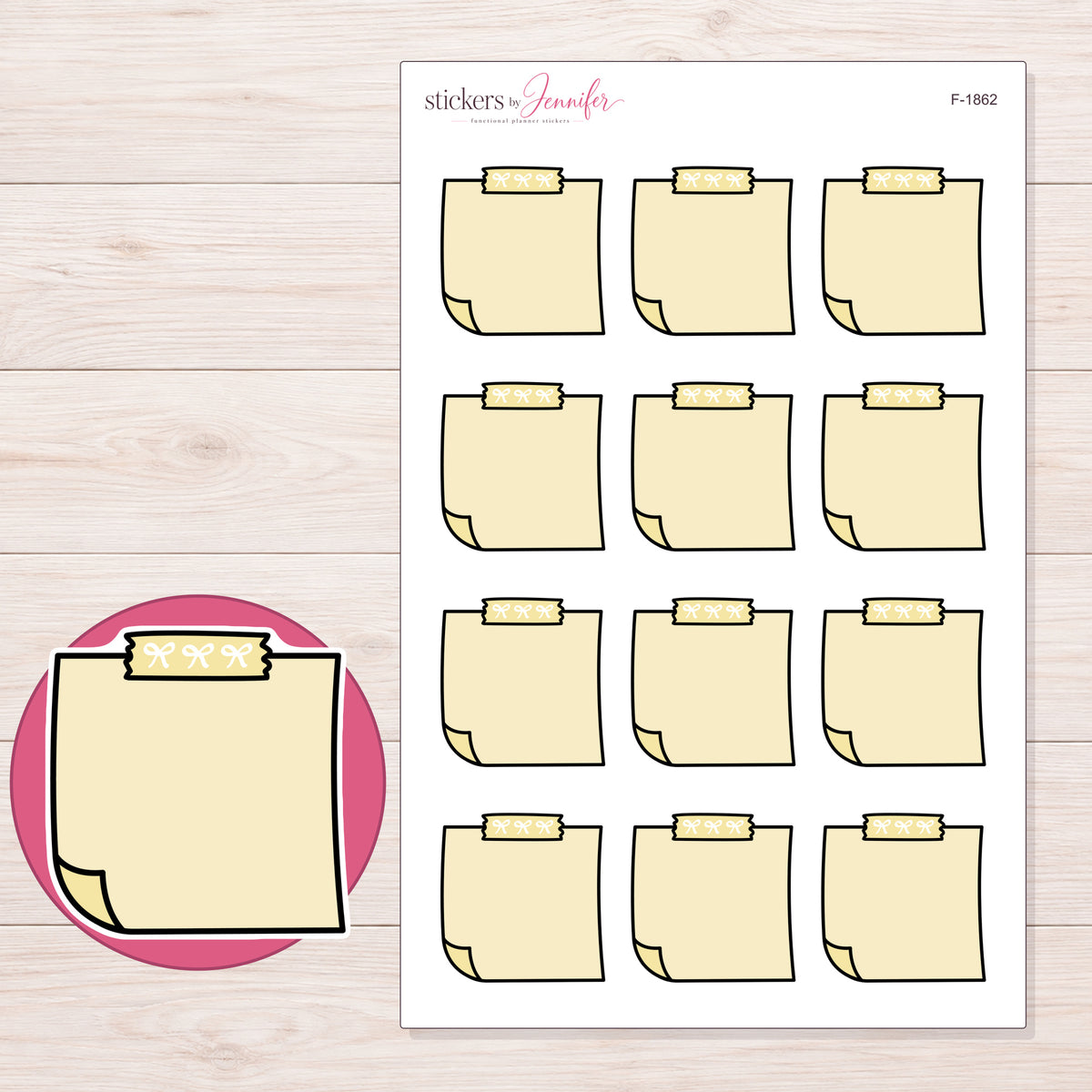 F-1862 planner sticker sheet with enlarged sticker detail